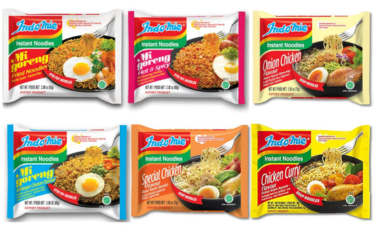 Indomie Variety Pack - 6 Flavors in 1 Case for Instant Noodles