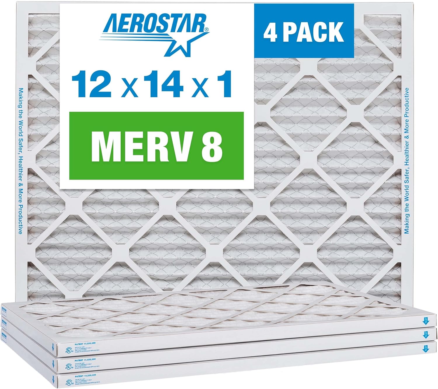 Aerostar 12x14x1 MERV 8 Pleated Air Filter for Clean Air