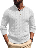Men's Cable Knit Pullover Sweater Stand Collar Henley - Cozy Classic