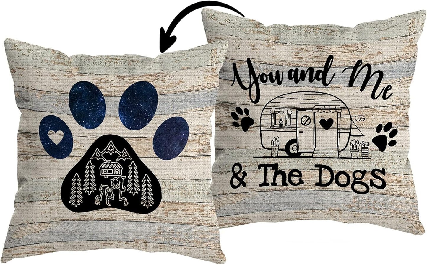 Reversible Dog Paw Camper Pillow - Cozy Camping Gift!