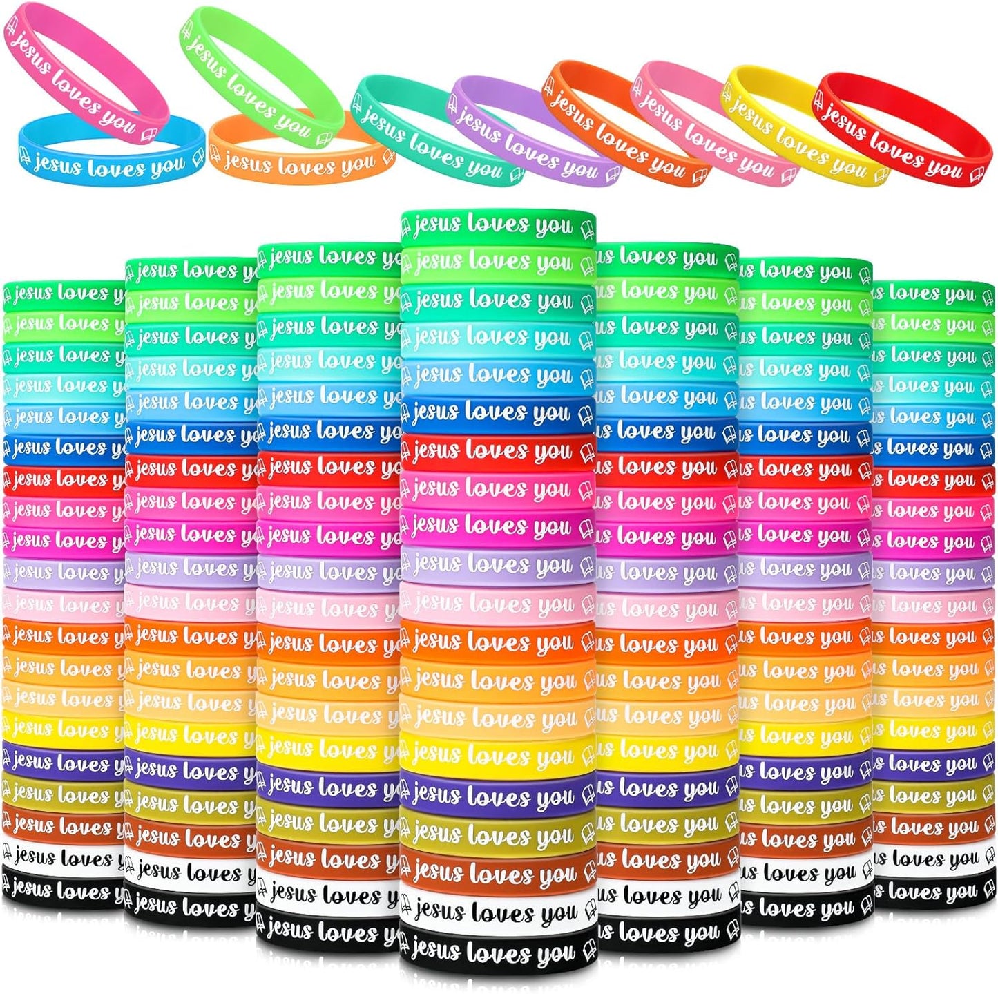Jesus Loves You Silicone Bracelet Bulk 200 Pcs for Events