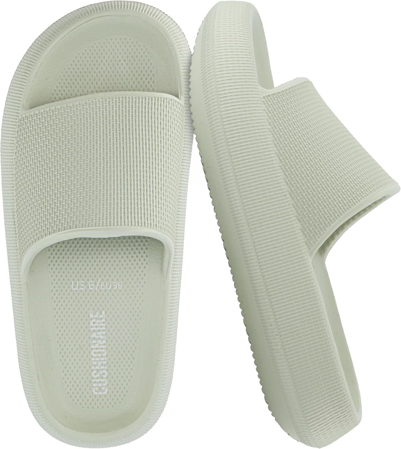 CUSHIONAIRE Feather EVA Slides for Women - Comfortable Slip On
