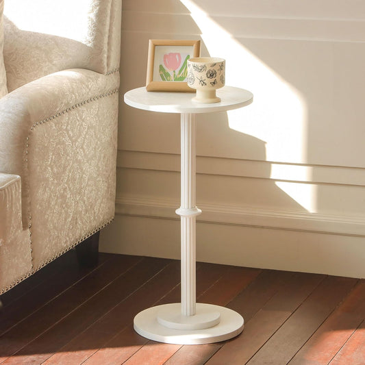 MaxSmeo Drink Table: Modern Round End Table for Small Spaces