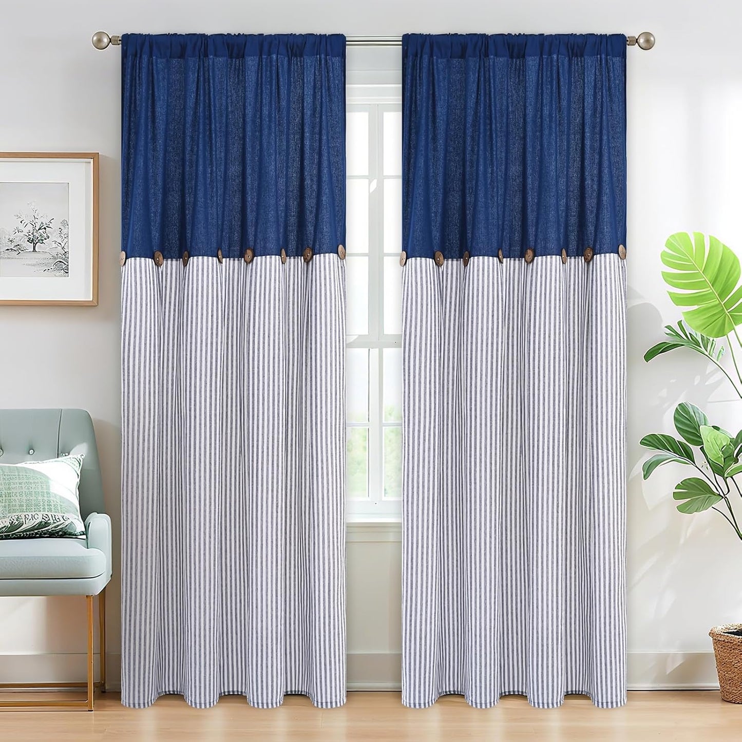 ASPMIZ Cotton Linen Farmhouse Curtains for Living Room Style