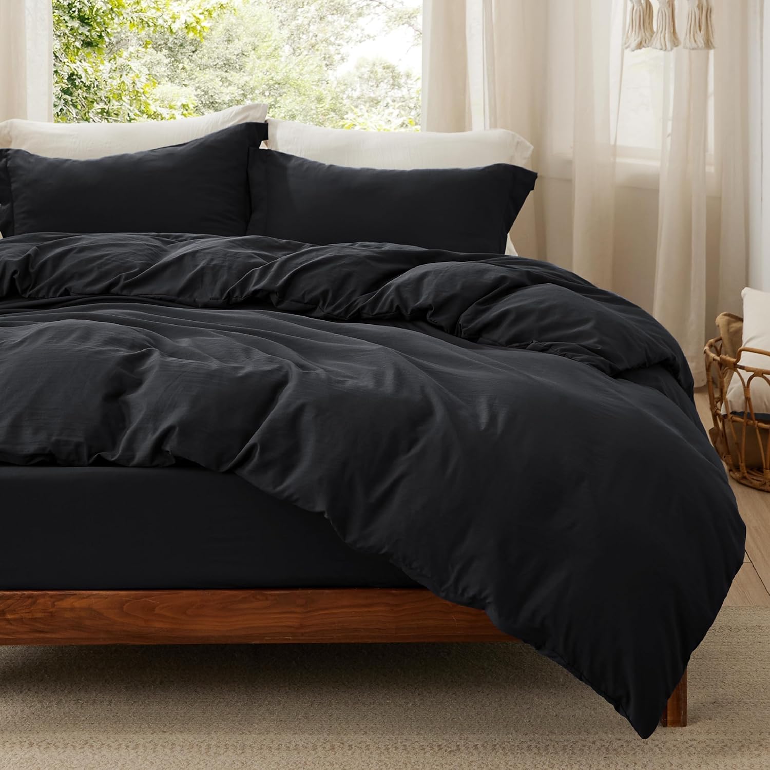 Bedsure King Size Duvet Cover Set with Fitted Sheet for Comfort