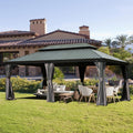 Domi 12 ft x 18 ft Hardtop Gazebo - Durable Double Roof Shelter
