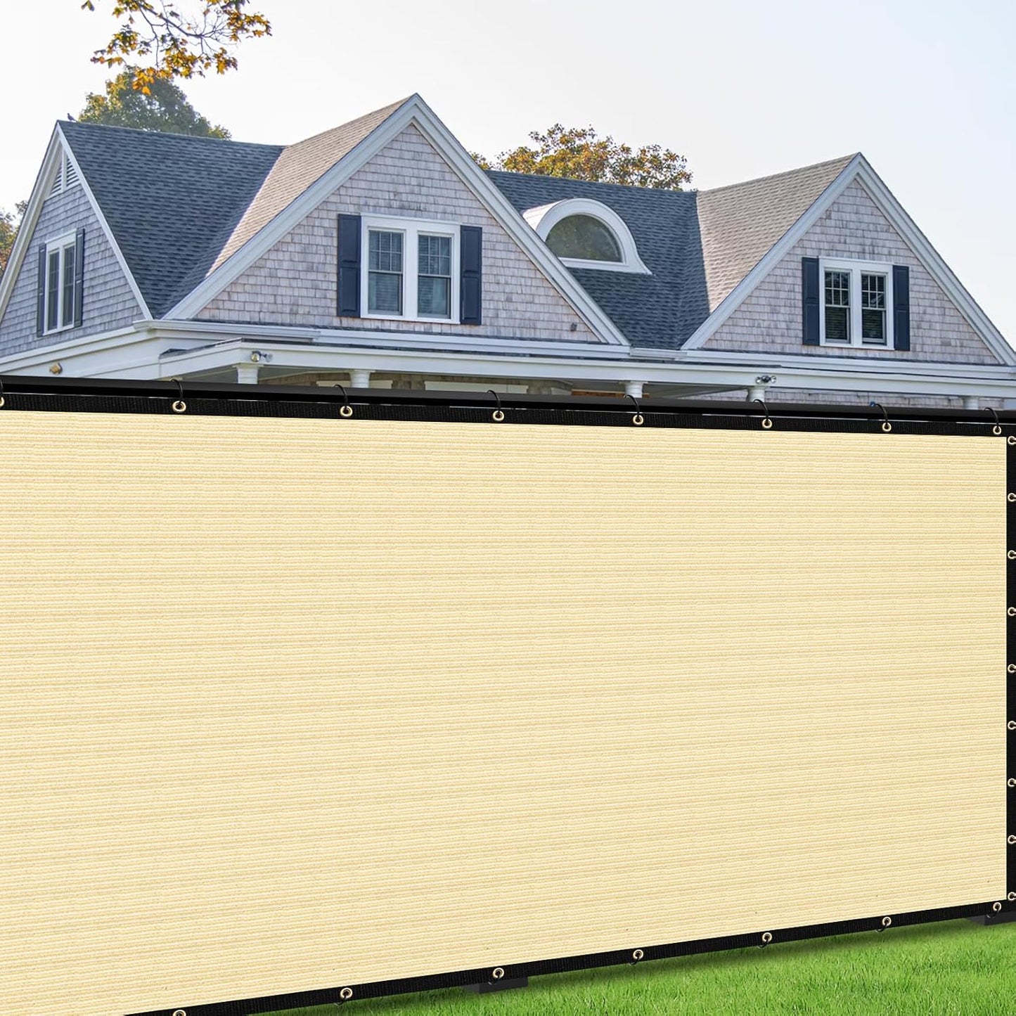 7ft x 122ft Custom Beige Privacy Screen Fence Cover for Outdoor Use