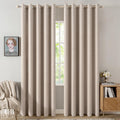 Blackout Linen Textured Curtains 62 x 84 in - Thermal Room Darkening