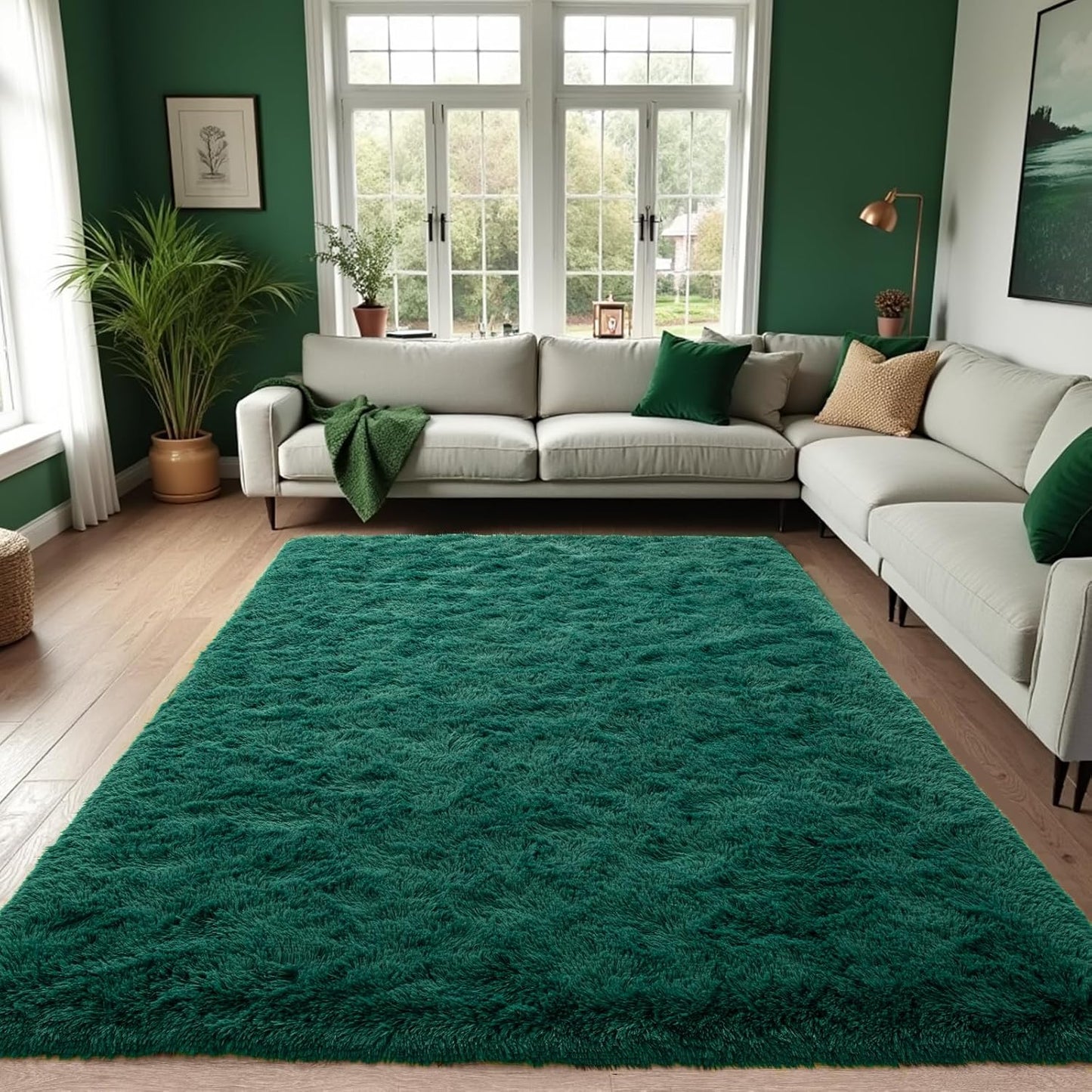 Zentavio Emerald Green Rugs for Bedroom and Living Room Decor