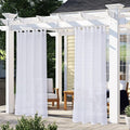 LORDTEX Burlap Linen Look Outdoor Curtain for Patio - Sheer Waterproof