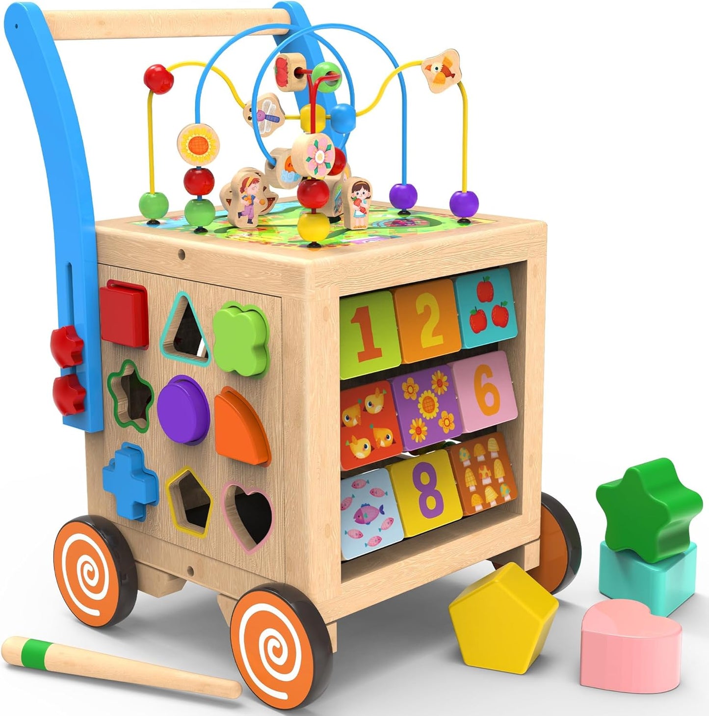 Wooden 9-in-1 Baby Activity Cube | Educational Walker