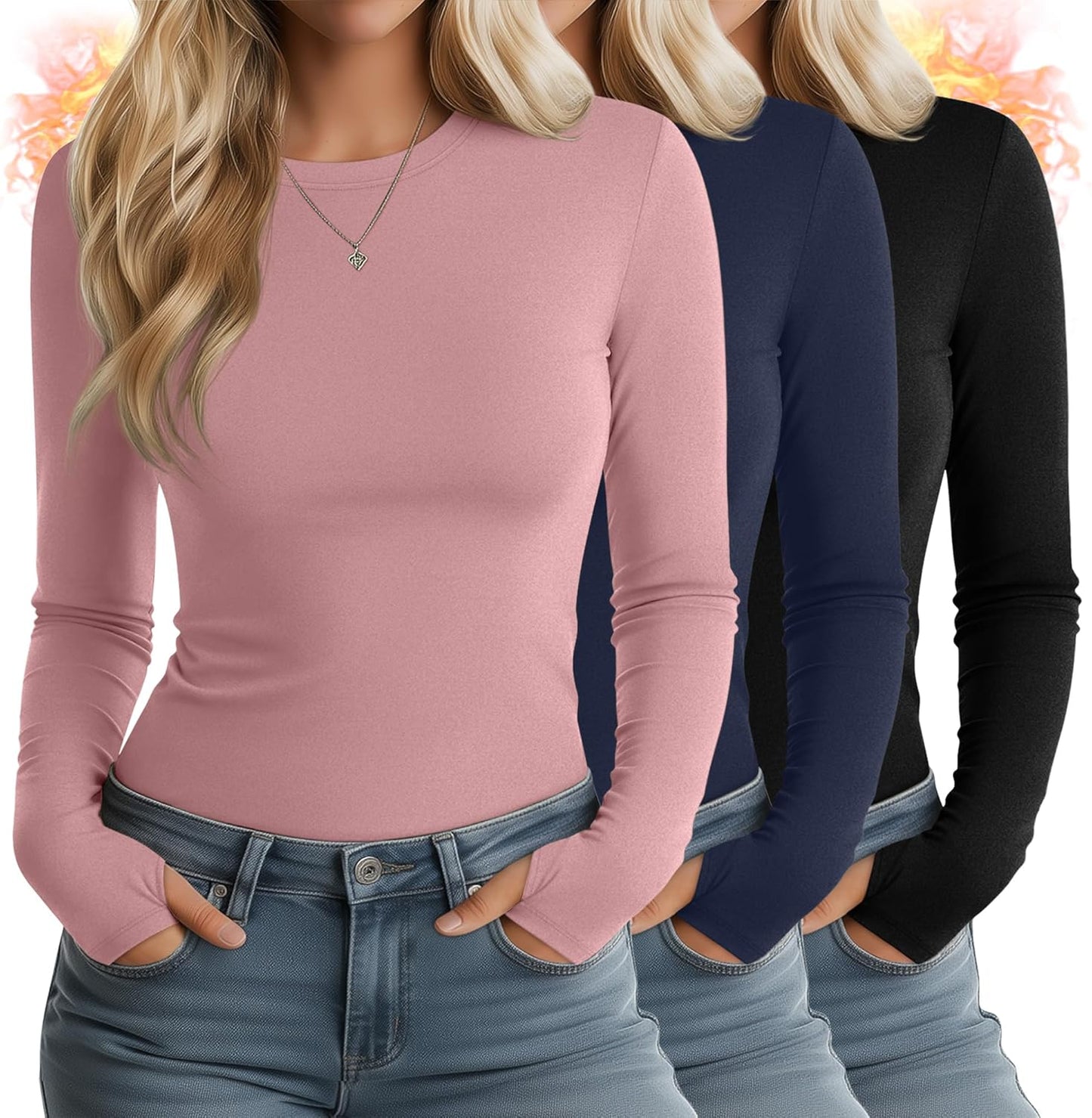 Huukeay Women's Thermal Shirts with Thumb Holes for Comfort