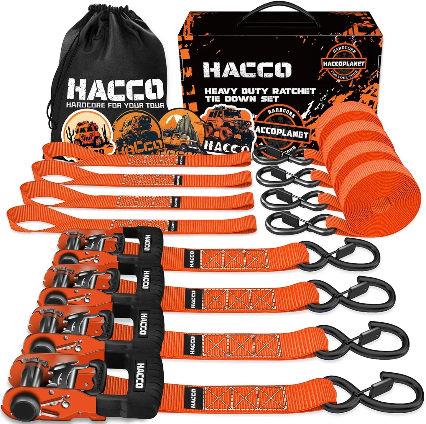 Heavy Duty Ratchet Straps with 5280lb Strength for Secure Transport
