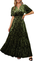 Elegant Amegoya Women's Velvet V Neck Maxi Dress for Parties