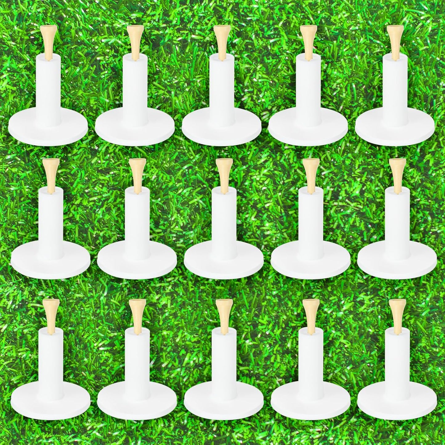 Improve Your Swing with 15 Golf Rubber Tee Holders + Bamboo Tees by Lemecima