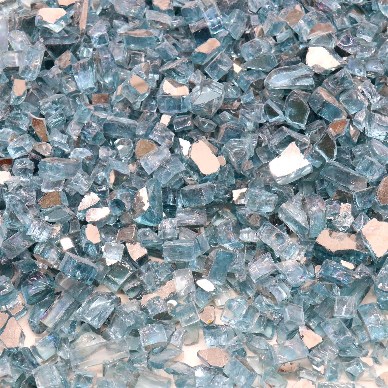 Fire Glass for Fire Pit - Aqua Blue 0.5 Inch High Luster
