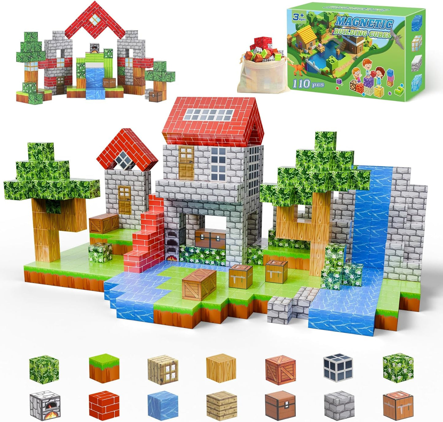 110PCS Magnetic Blocks: Creative Fun for Kids 6-10!