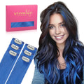 WENNALIFE Blue Clip in Hair Extensions for Colorful Styles