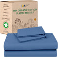 100% Organic Cotton Percale Sheets Full Size Set - Crisp, Breathable