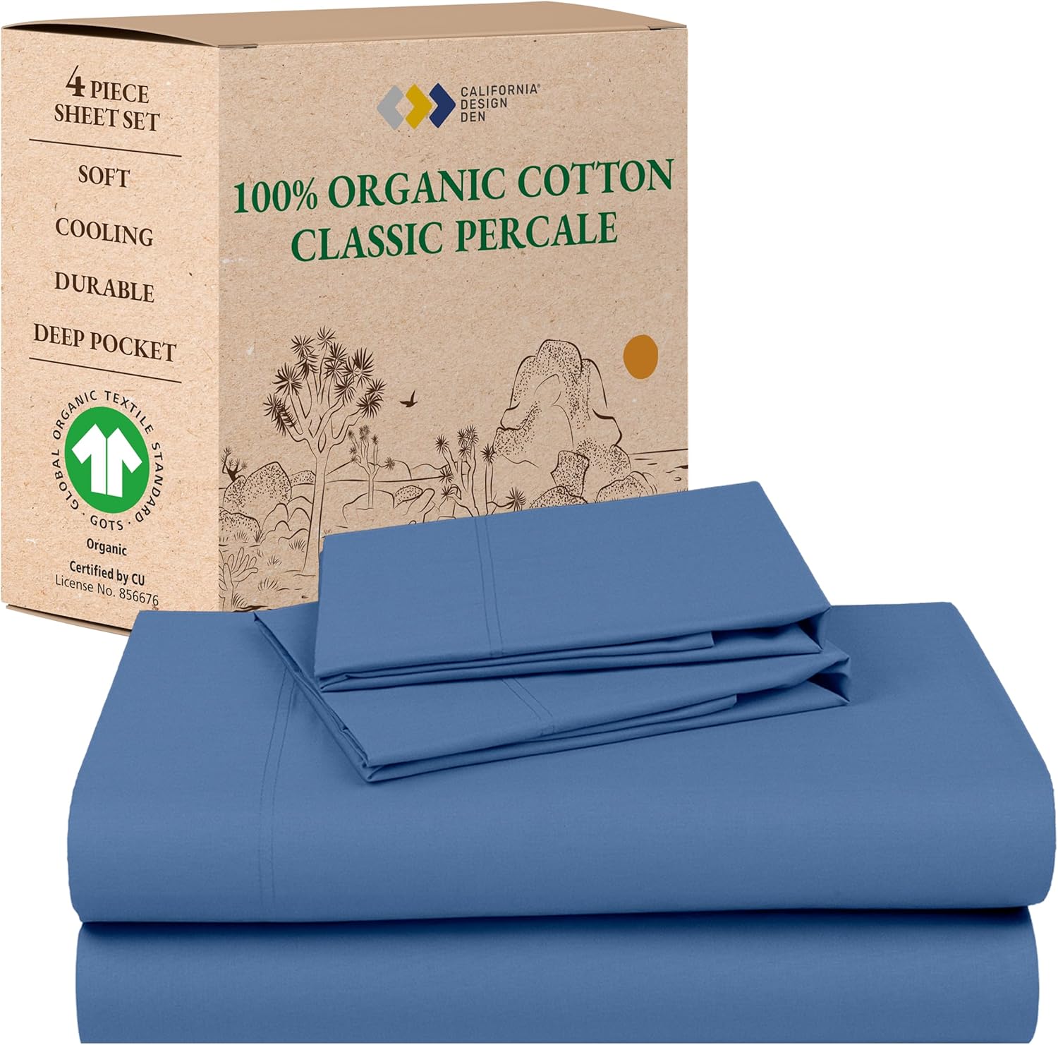 California Design Den Organic Cotton King Size Bed Sheets Set