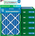 Filterbuy 16x25x4 Air Filter MERV 13 for Smoke & Allergy Defense