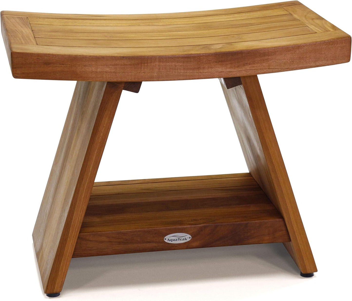 AquaTeak 24 Asia Teak Shower Bench with Shelf - Patented Luxury