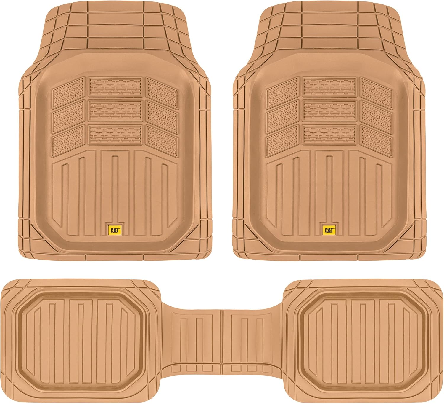 CAT Beige Car Floor Mats Full Set - Universal Heavy Duty Mats