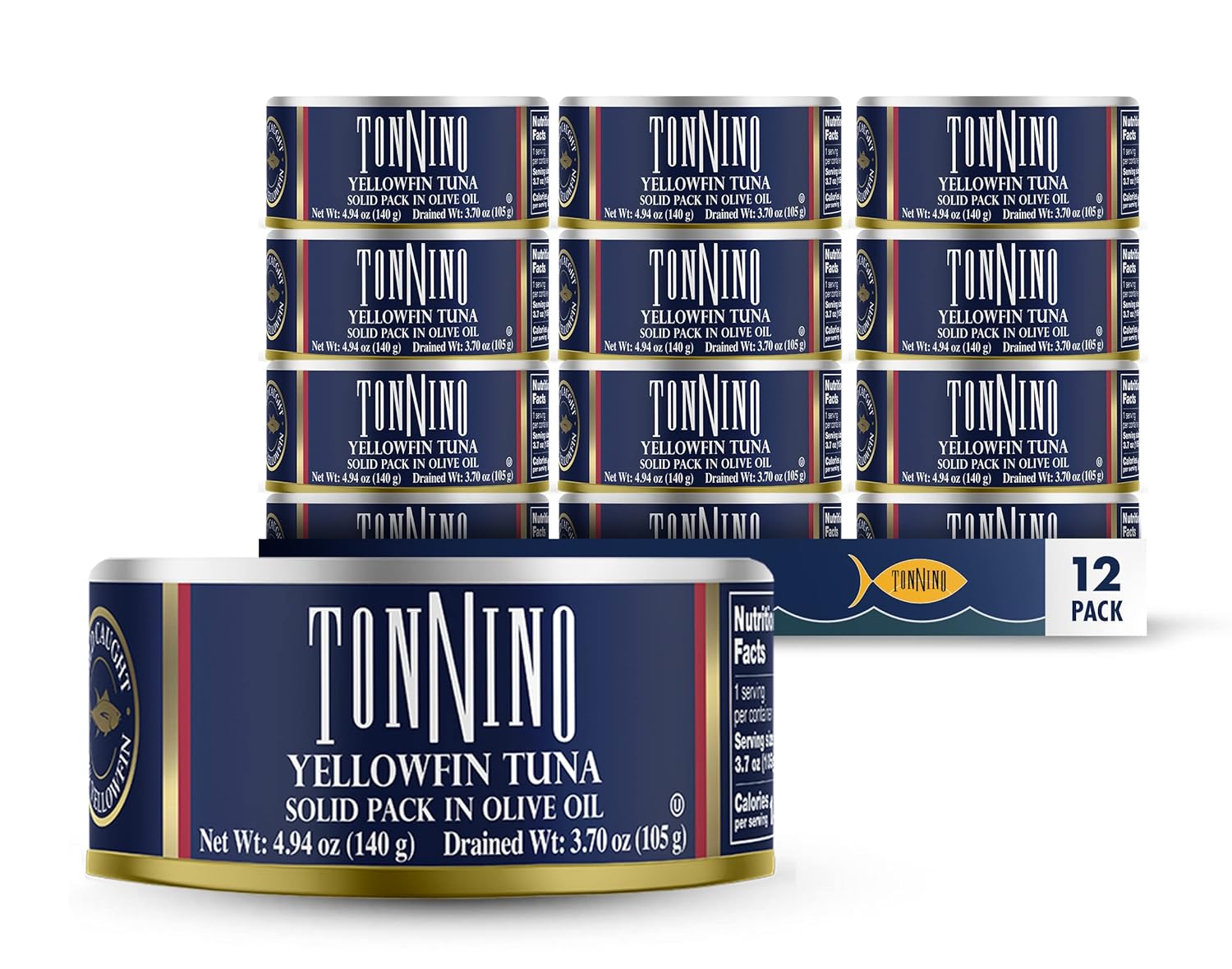 Tonnino Yellowfin Tuna Fish in Olive Oil - 12 Cans of Delight