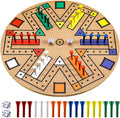 Wooden 3-6 Players Board Game Set with 24 Pieces and 2 Dice - Family