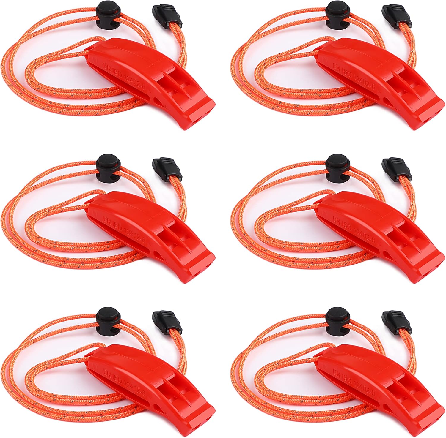 JULBEAR 6PCS Survival Whistles lanyard for safety