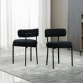 Boucle Dining Chairs Set of 2 - Comfortable Mid Century Modern Seating