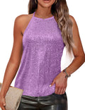 Sparkly Sequin Halter Neck Tank Tops for Women by Traleubie