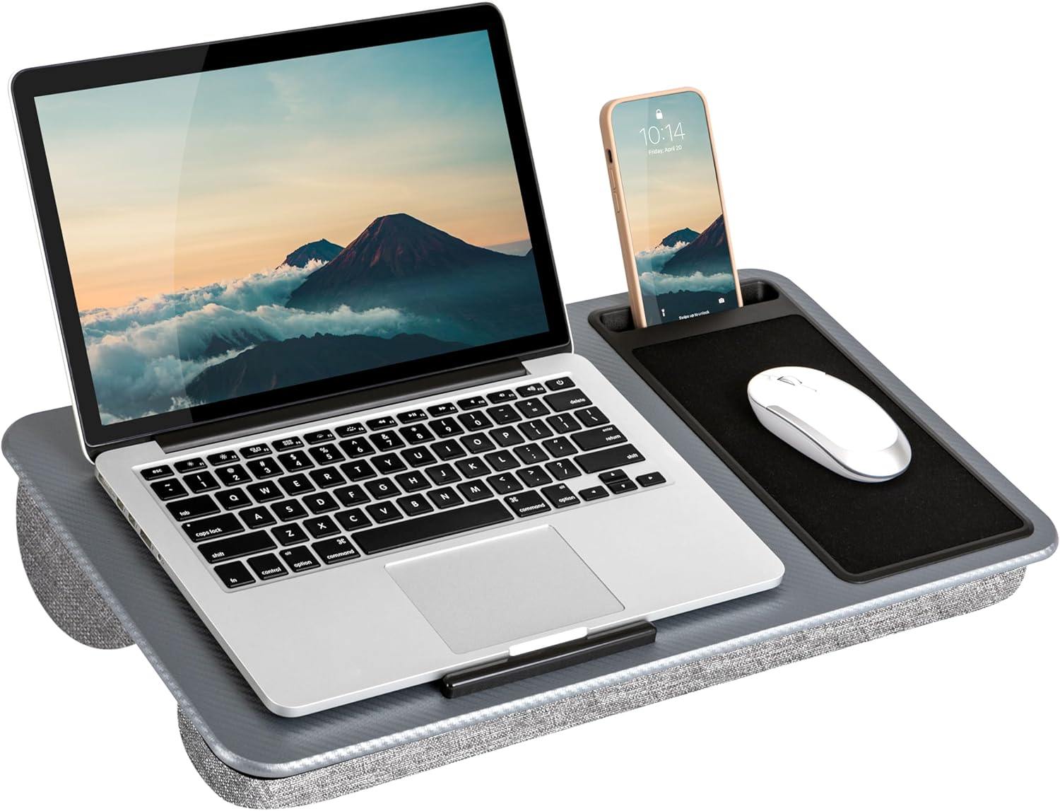 Effortless Work Anywhere: LapGear Lap Desk - Silver Carbon