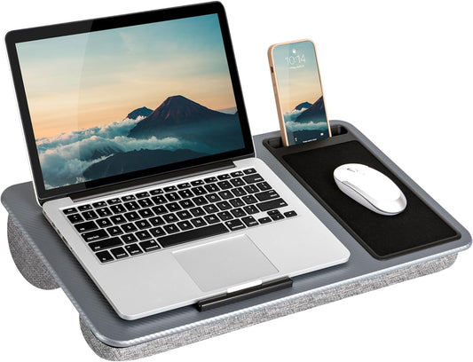 Effortless Work Anywhere: LapGear Lap Desk - Silver Carbon