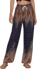 Women's Floral Print Boho Harem Jogger Pants - Comfortable Smocked