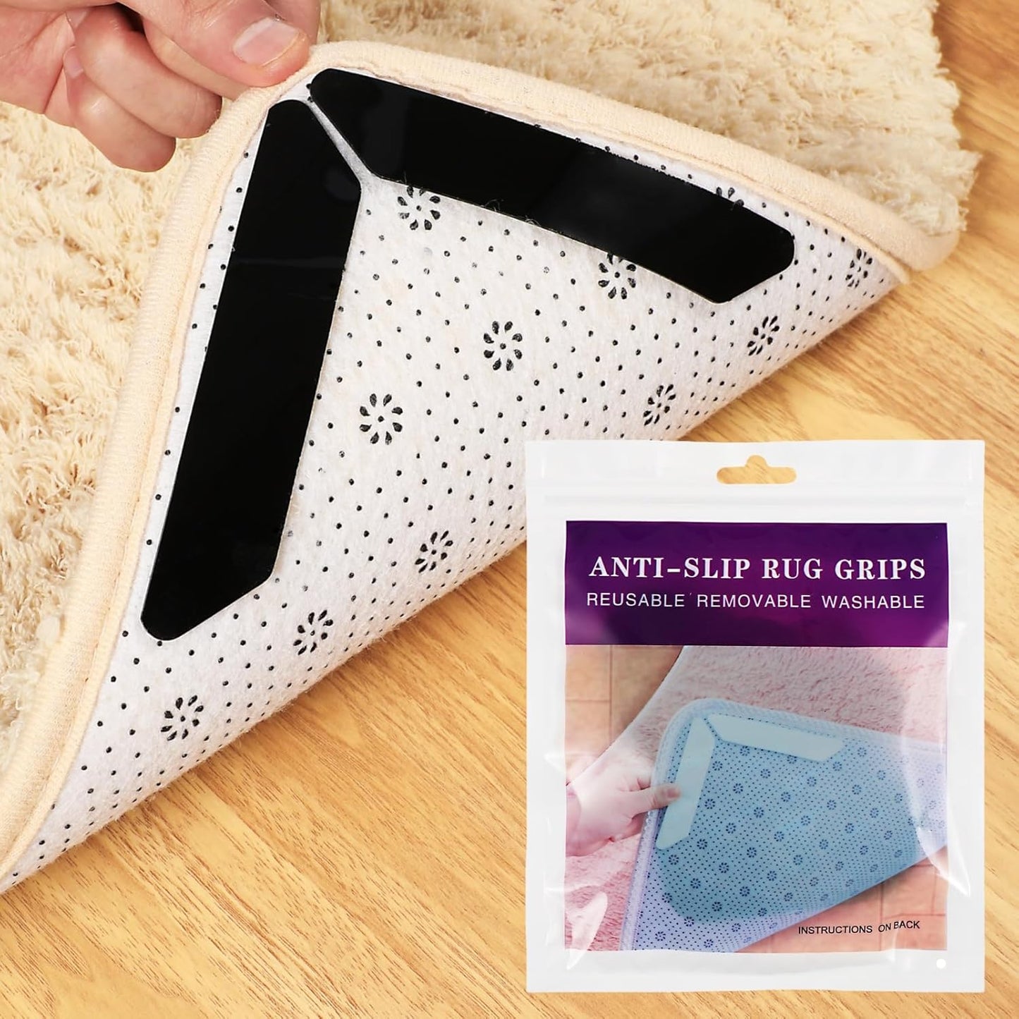Washable Rug Gripper 12-Pack - Keep Rugs Flat!