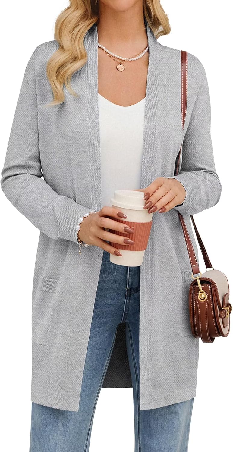 GRACE KARIN Women's Long Cardigan Sweater with Pockets