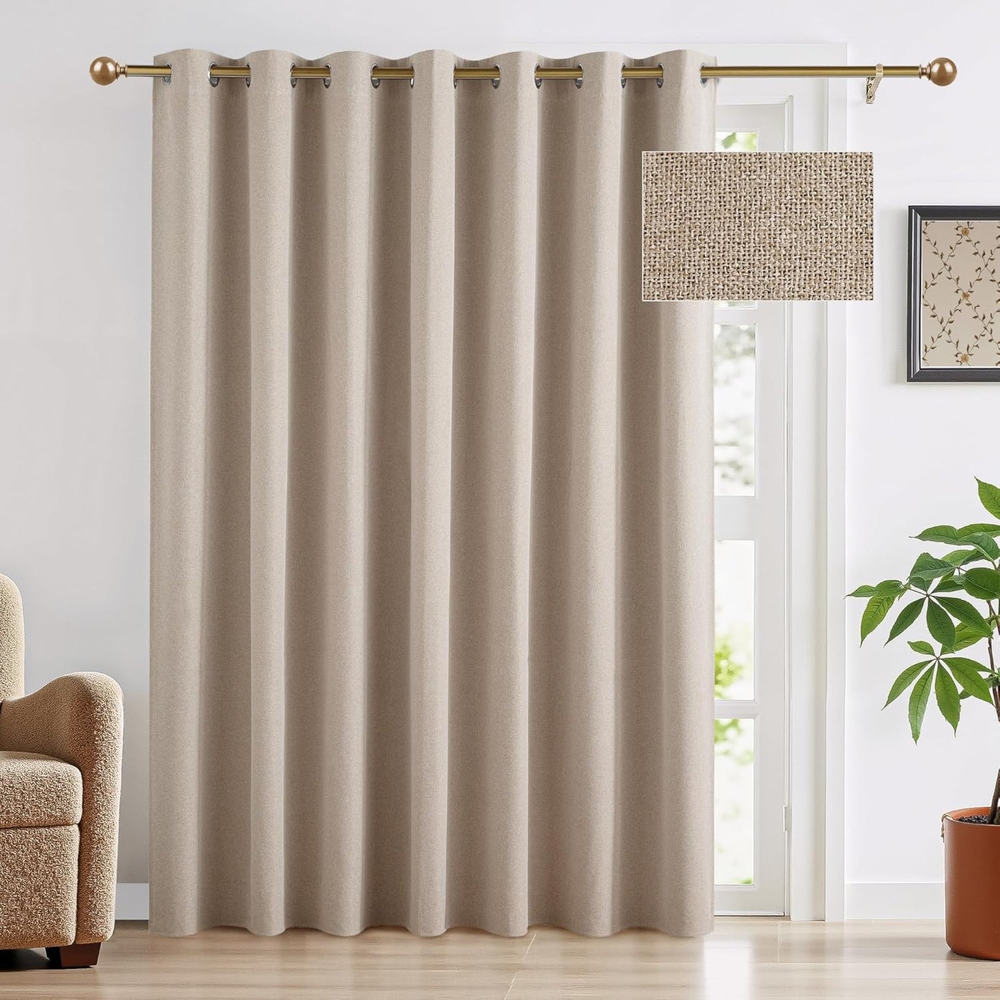 RYB HOME Blackout Patio Curtain 120 Inch Long for Privacy