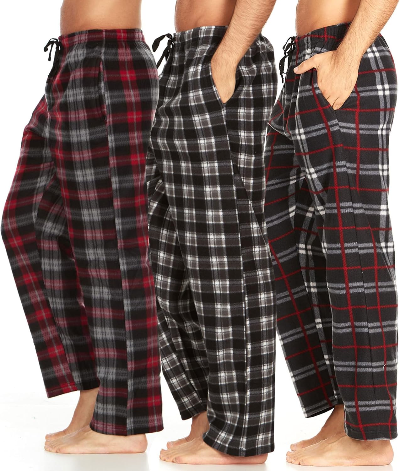 DARESAY Plaid Pajama Pants for Men - Comfortable Fleece Bottoms