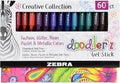 Zebra Doodlerz Gel Pens 60-Pack - Bold 1.0mm Rainbow Set