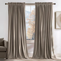 Taupe Velvet Blackout Curtains 84 in Panels - Insulated Luxury