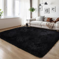 KCHOWUA Thick Area Rug Black Fluffy Shag 5x8 - Ultra Soft Plush