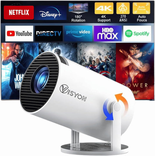 Visyon Portable Projector 1080P with Android 11.0 for Home Use