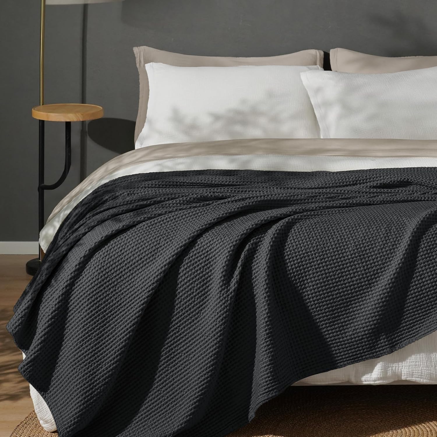 PHF 100% Cotton Waffle Weave Blanket for Cozy Home Decor