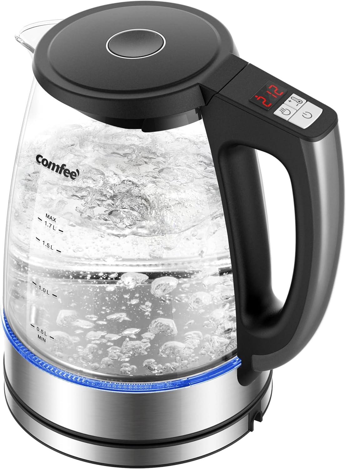 COMFEE' 1.7L Glass Tea Kettle with Temperature Control Features