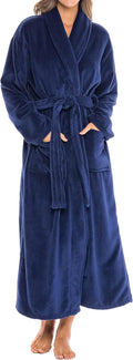 Plush Robe for Women Plus Size - Extra Thick Long Fleece Navy