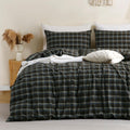Buffalo Plaid Duvet Cover Set Twin - Soft Washed Cotton Linen Feel