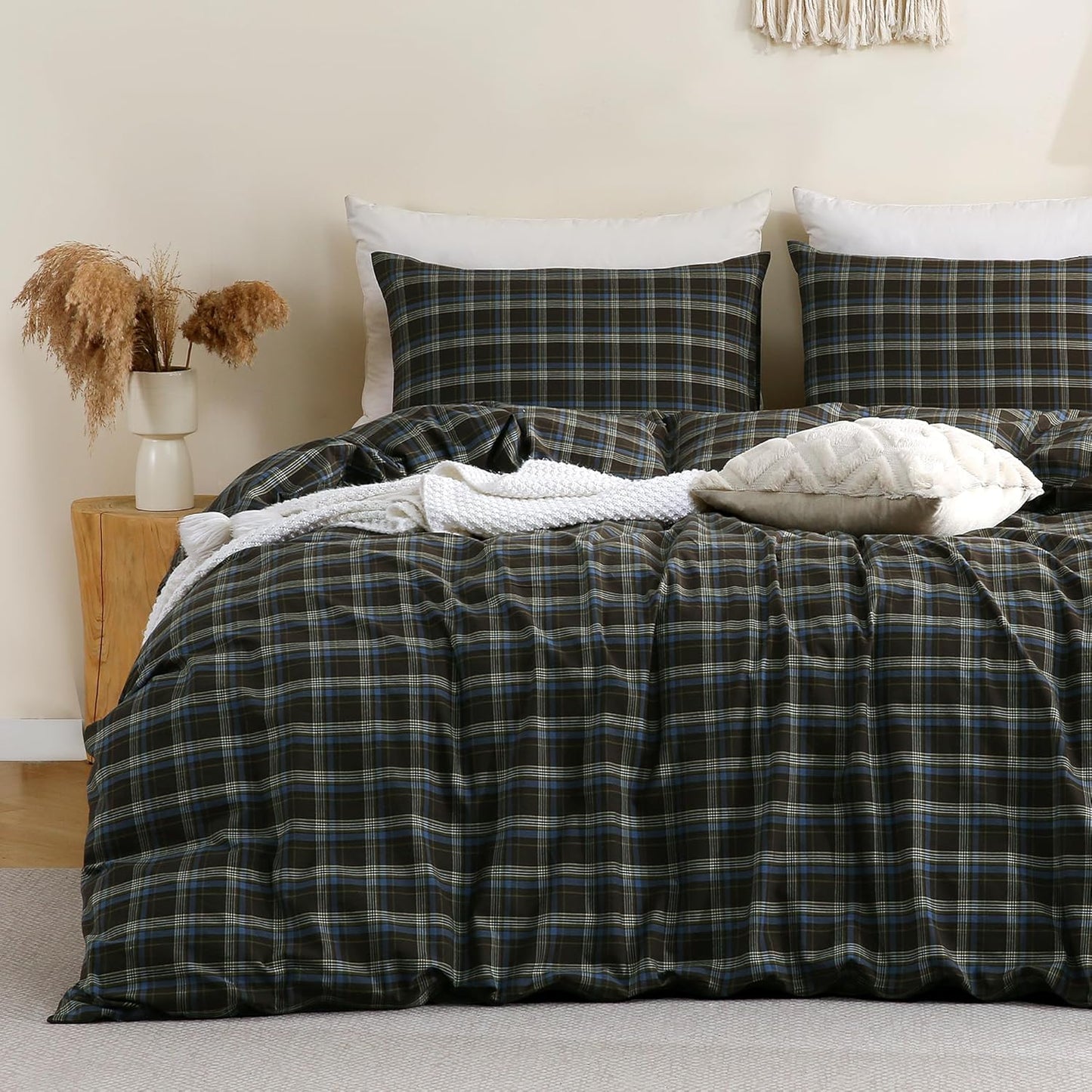 TOCOMOA Buffalo Plaid Duvet Cover Set for Cozy Bedroom Decor