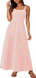 Spaghetti Strap Plaid Maxi Dress - Comfortable Summer Sundress