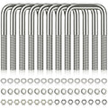 8 Pcs Hotop 304 Stainless Steel Square U-Bolt Kit - Heavy Duty